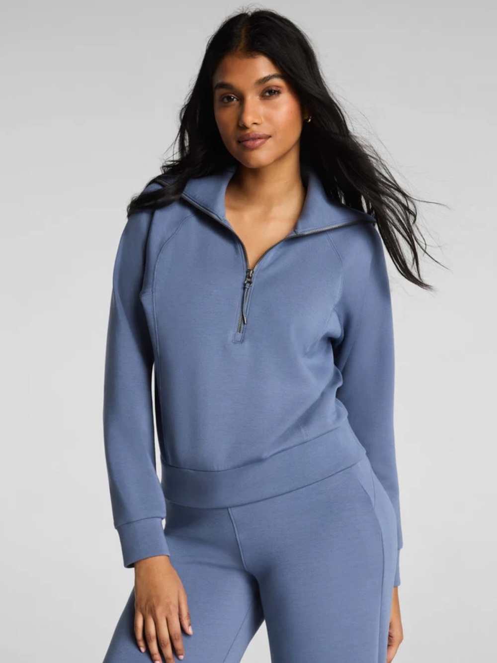Spanx AirEssentials Half-zip 1/2 Pullover Blue Size Large